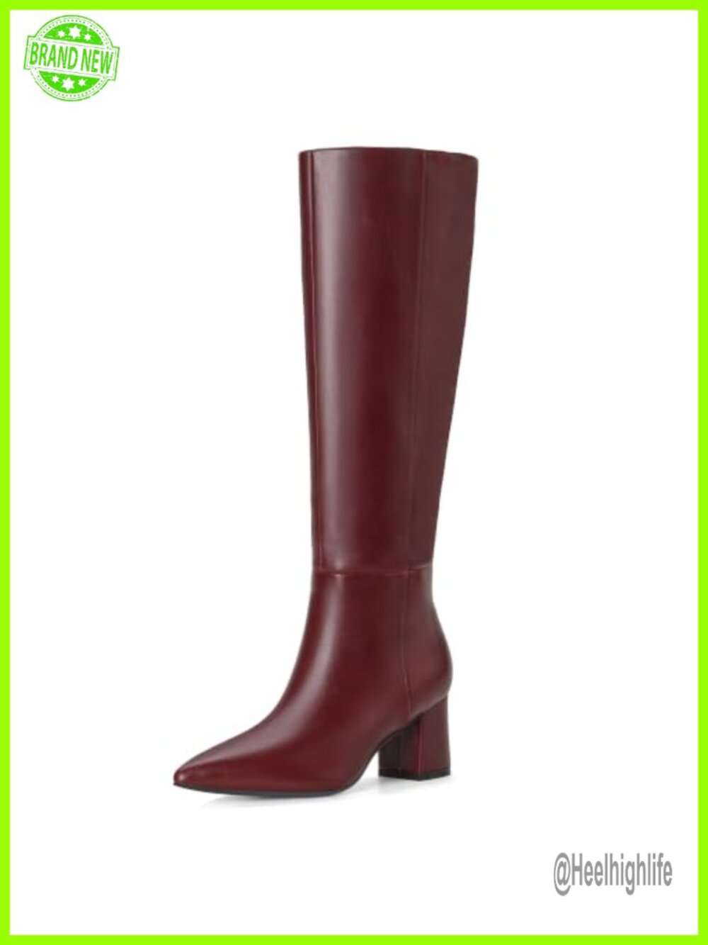 Women's Knee High Pointed Toe Chunky Heel Tall Boots